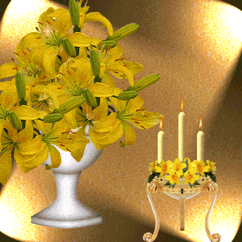 Gify kwiaty - złote lilie.gif